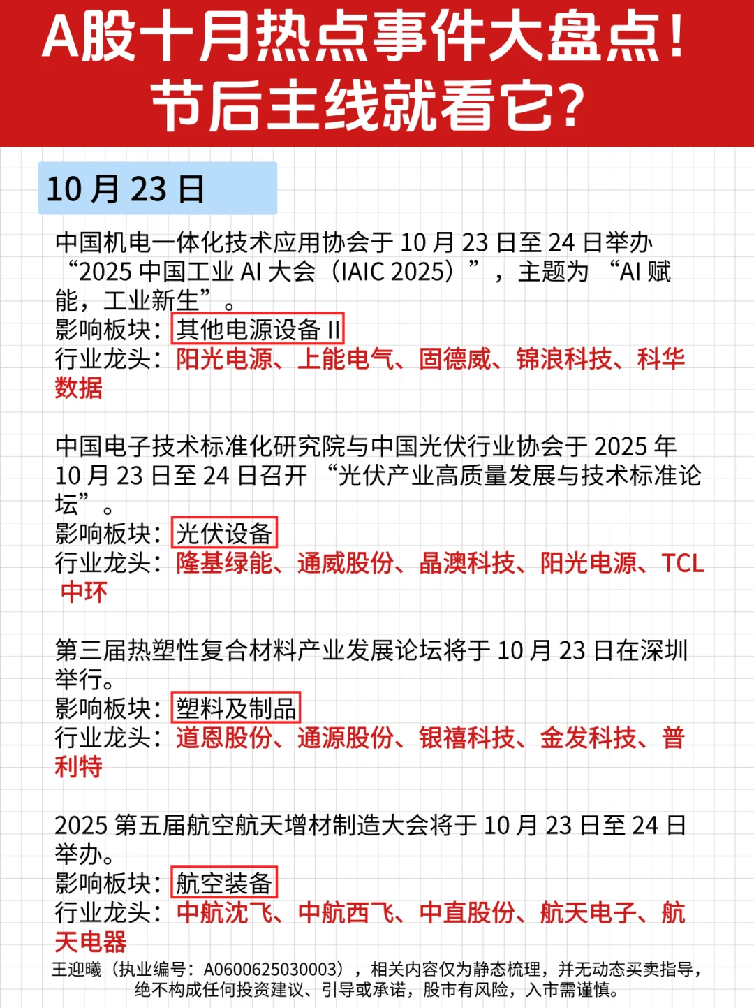 A股十月热点事件大盘点！