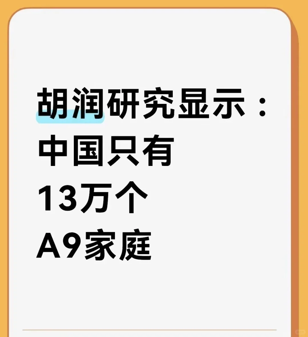 2025：中国只有13万个A9家庭