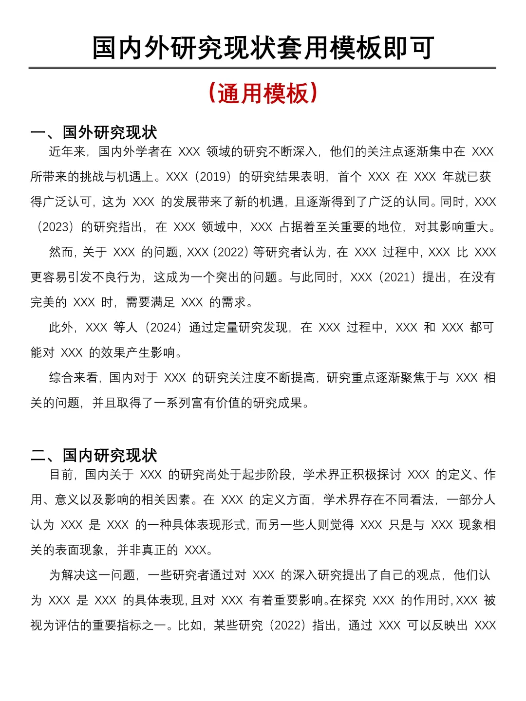 姐妹们！国内外研究现状套用模板即可😄