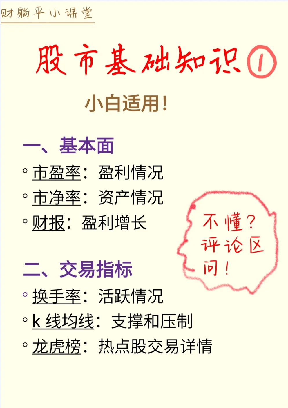 股市基础知识1，小白适用
