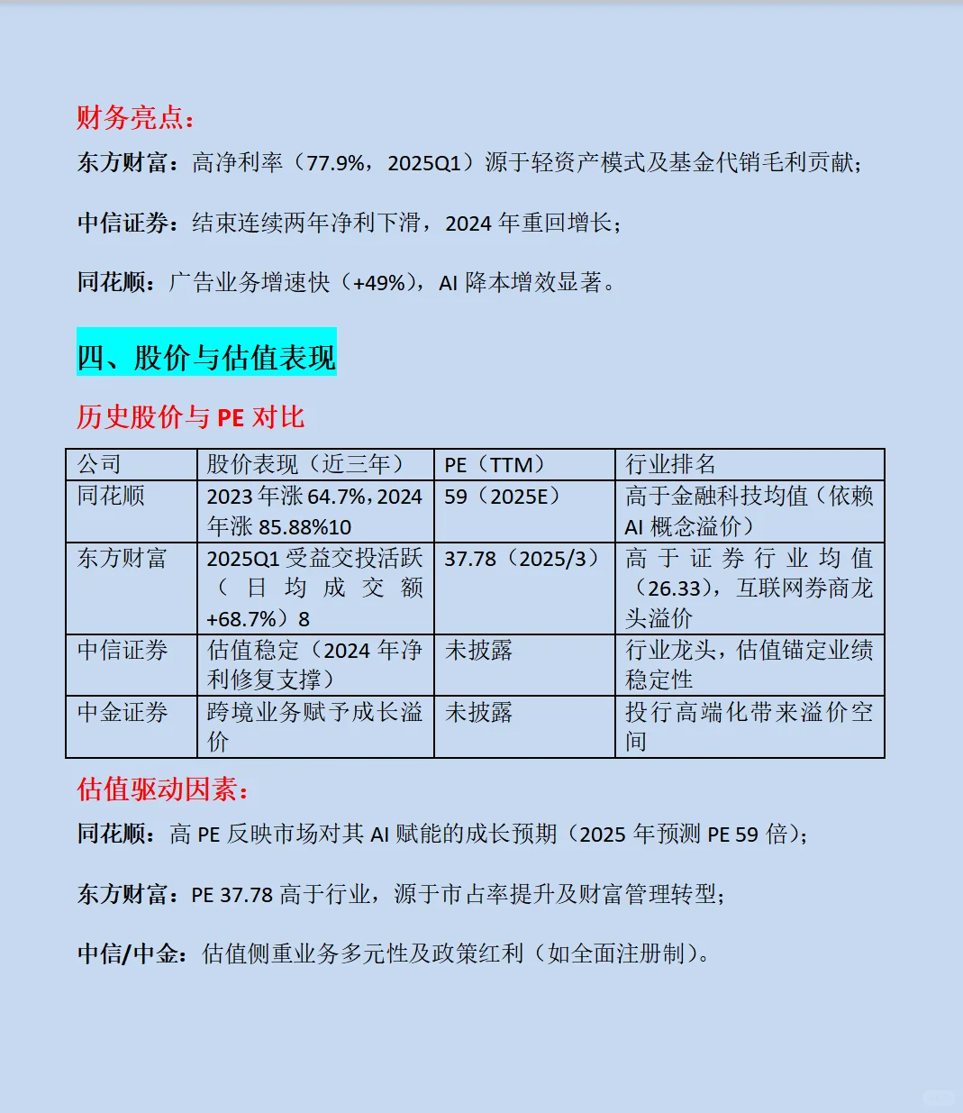 券商主营业务和财务信息的分析？