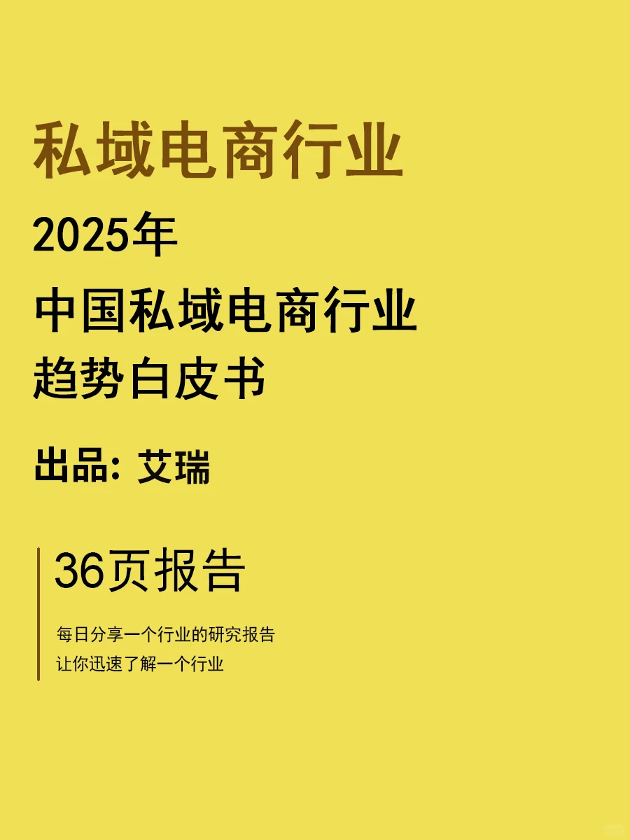 2025年中国私域电商行业趋势白皮书 | 36页