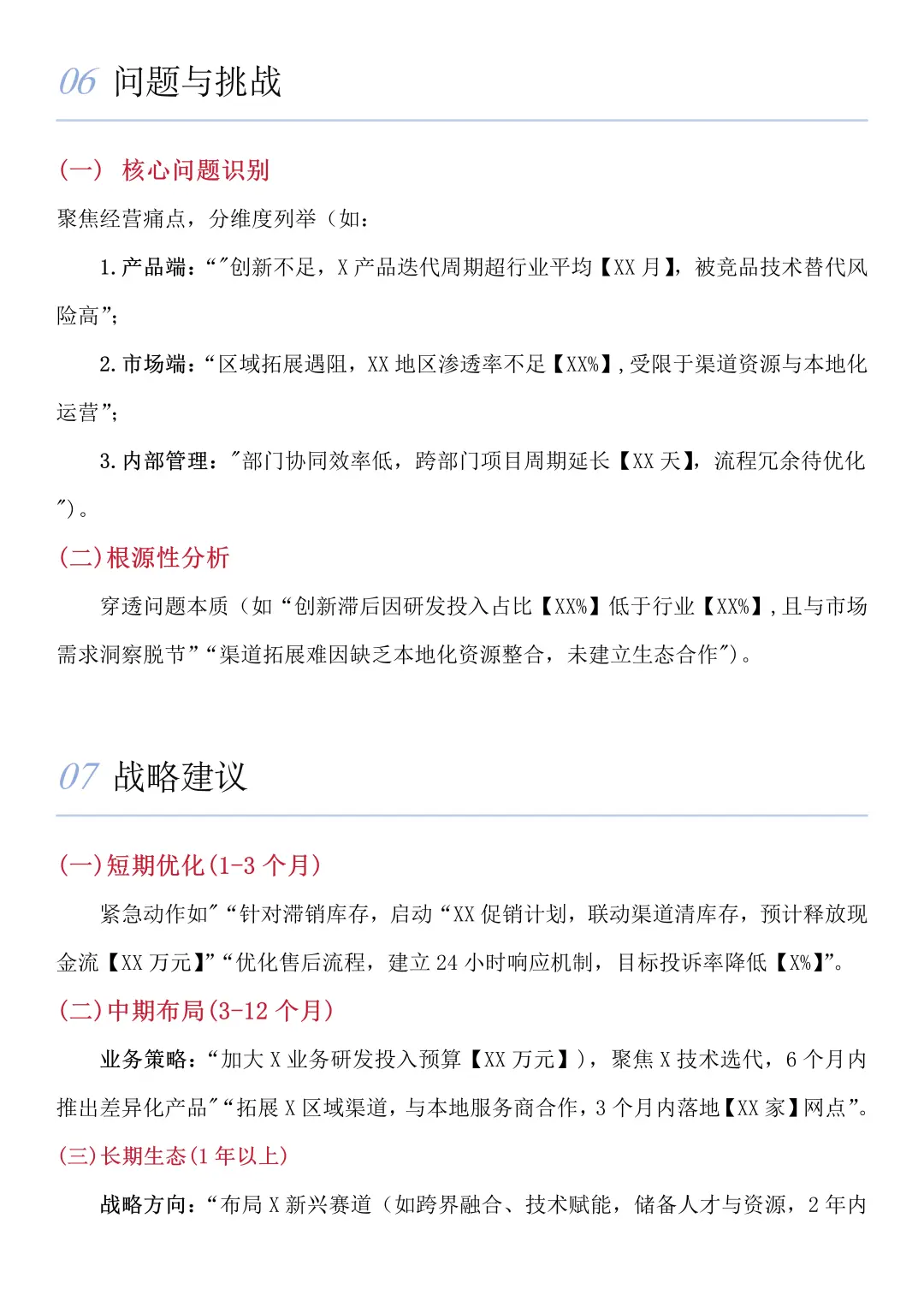 经营分析报告框架（详细版）