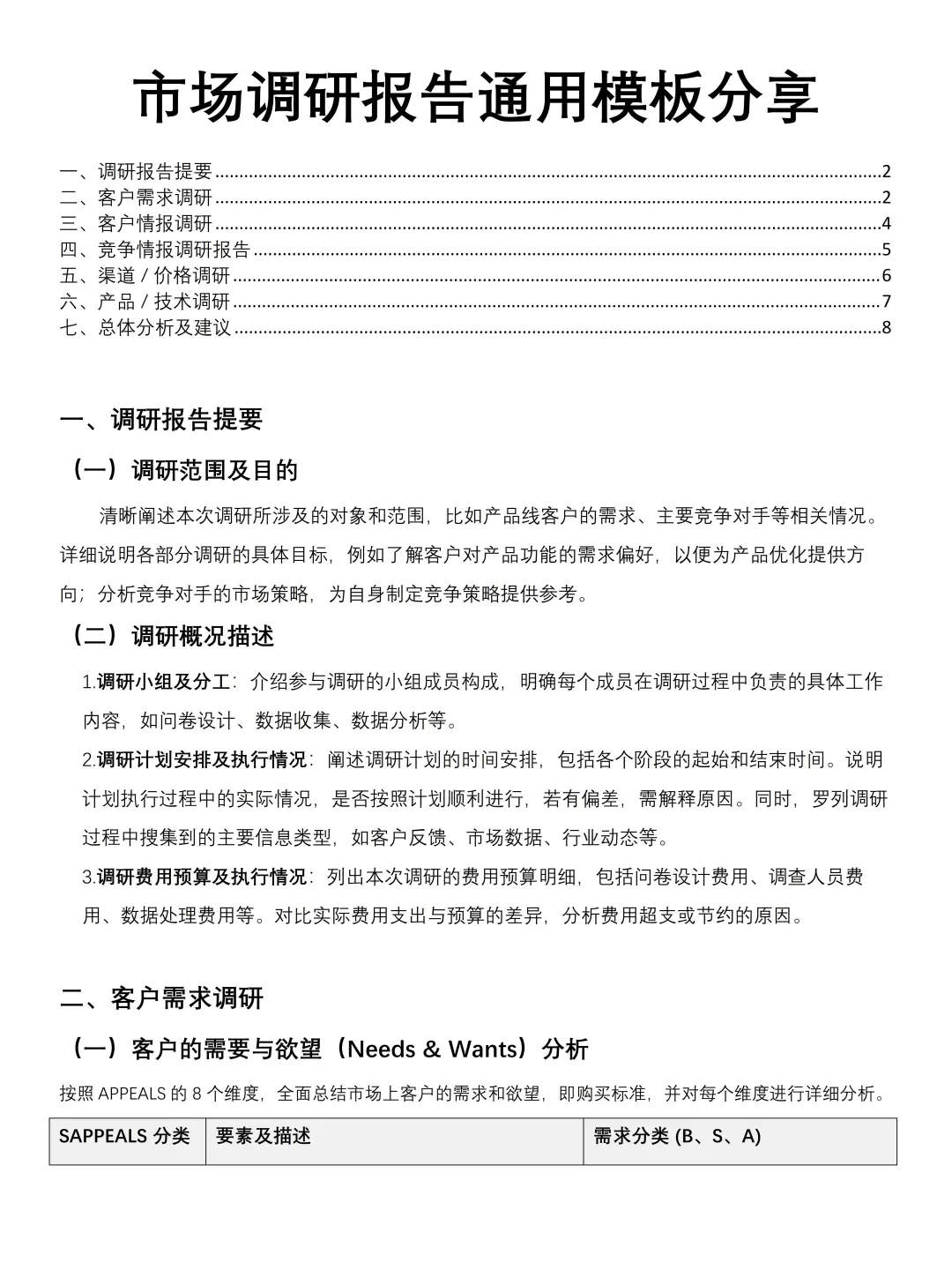 大学生🎓市场调研报告通用模板分享🎉