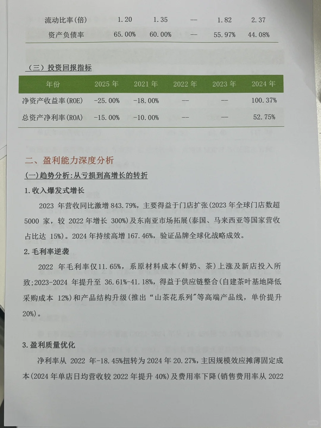 霸王茶姬财务报告分析