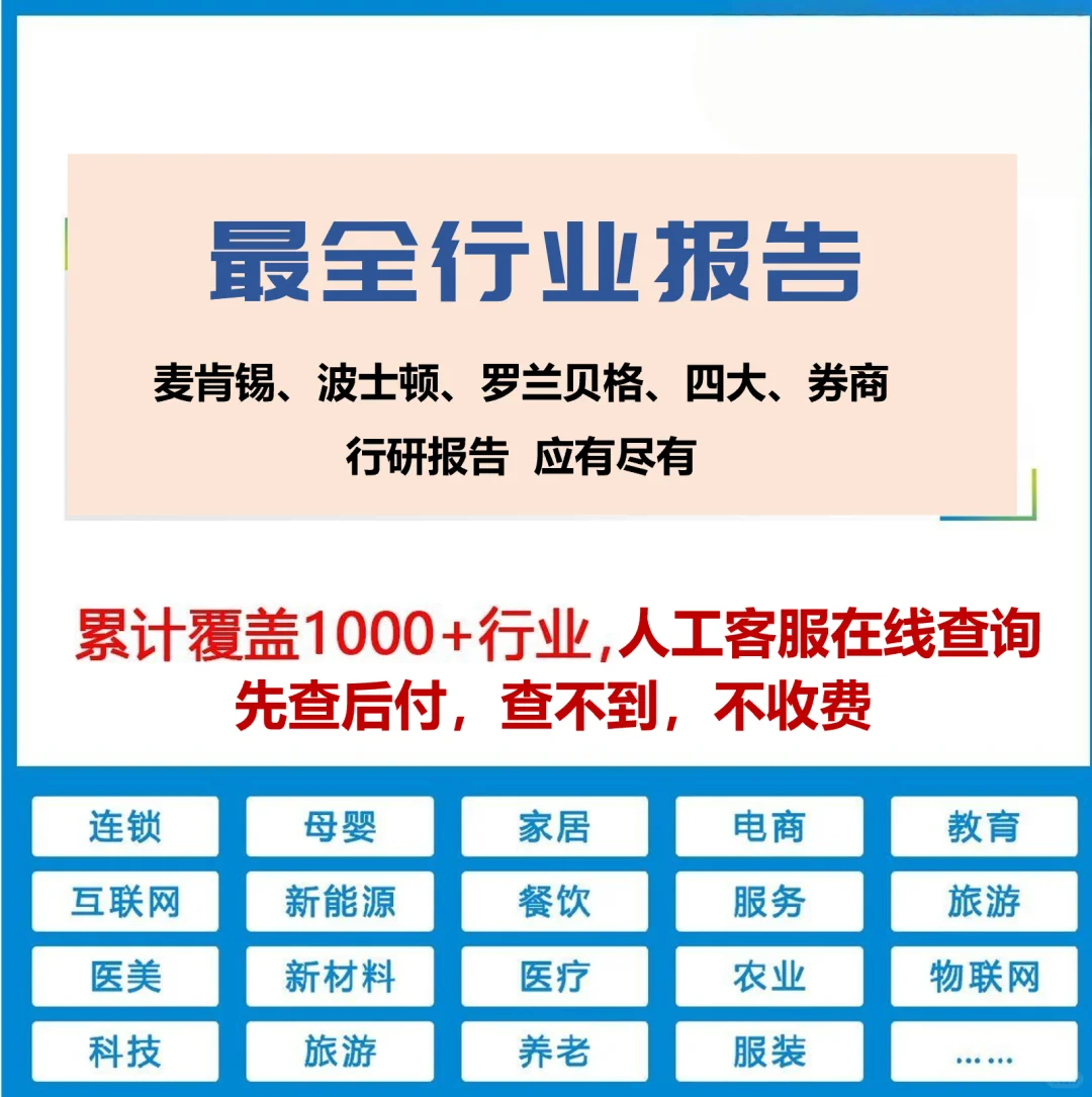 代找行业研究、行业报告，成功率99%