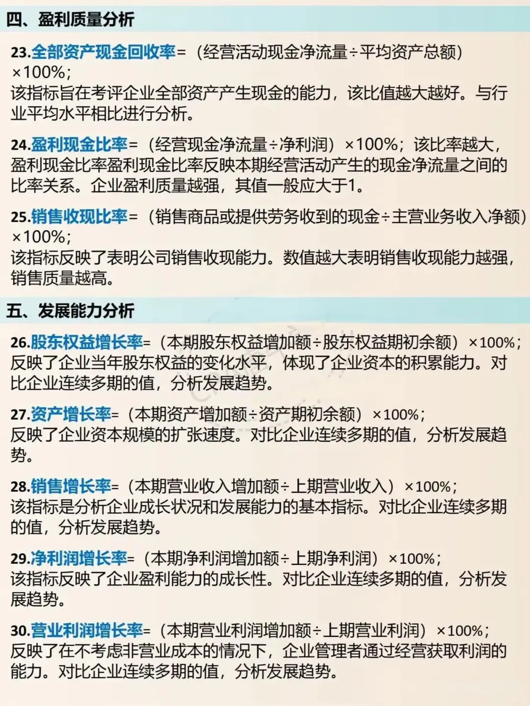 财务分析常用的30个指标