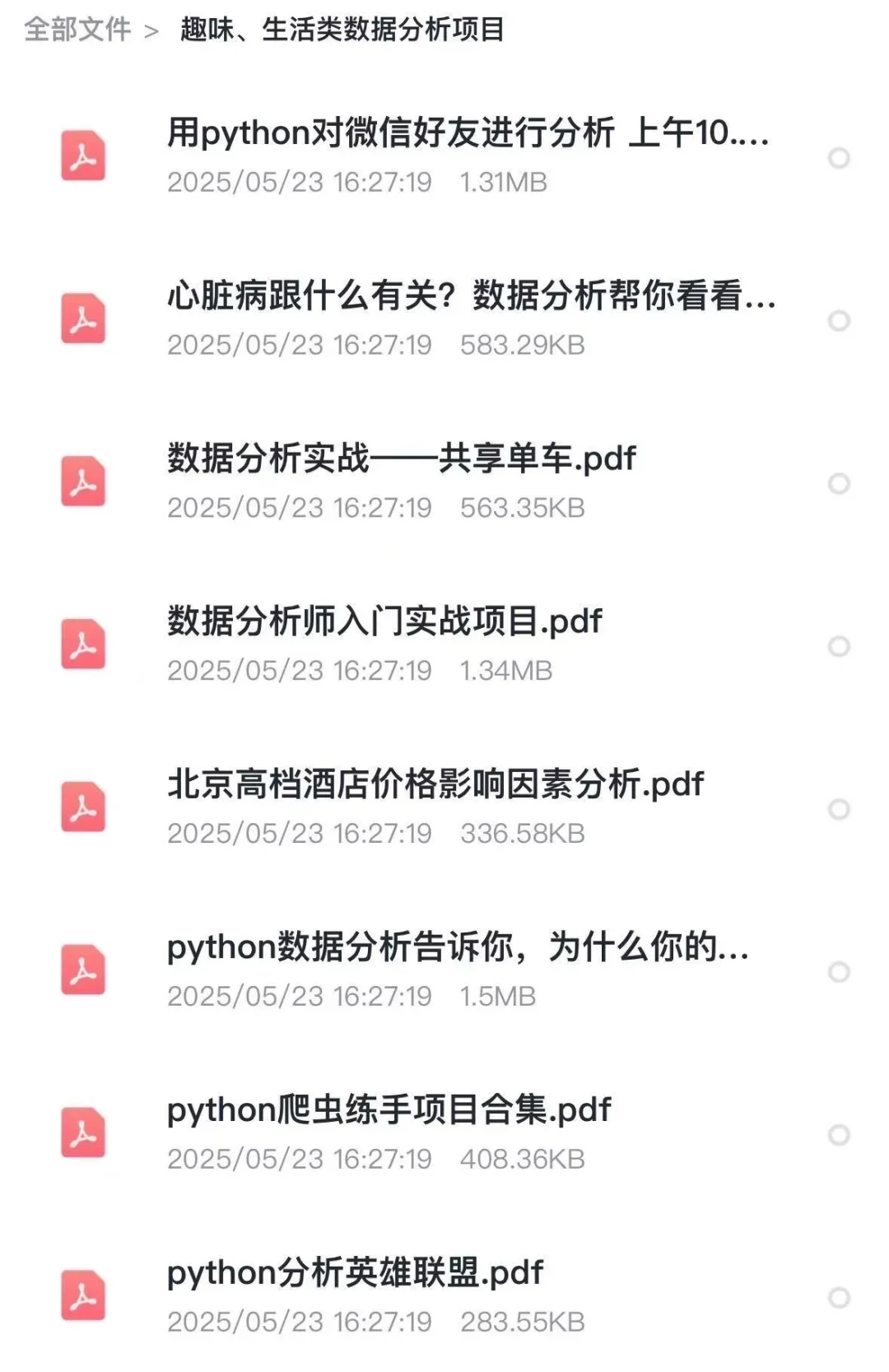 数据分析190个项目，拿走不谢