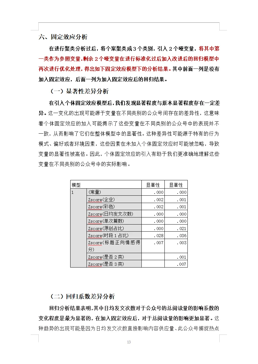 SPSS数据分析报告K-means聚类➕固定效应
