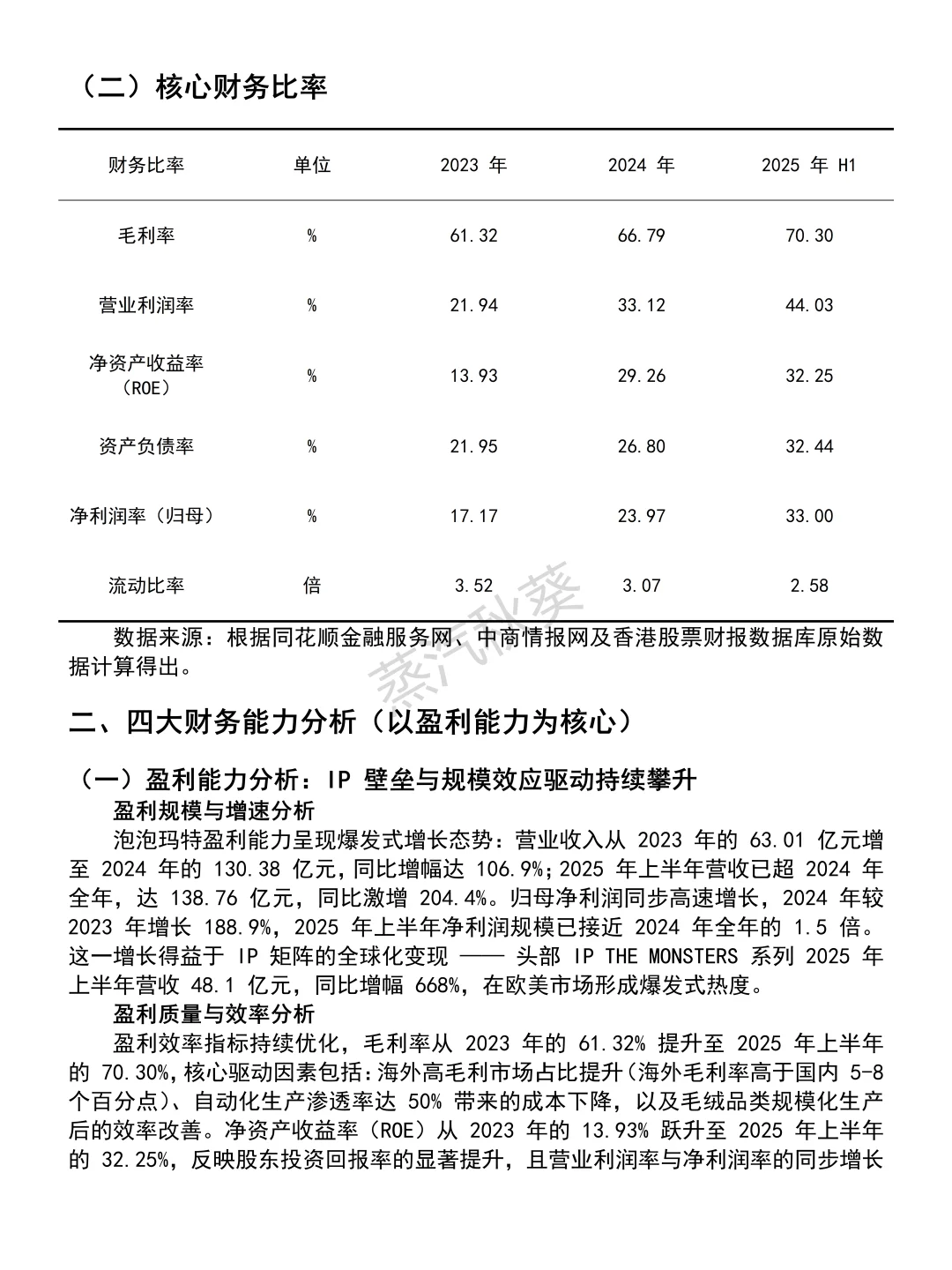 2023-2025年泡泡玛特财务分析报告参考😋
