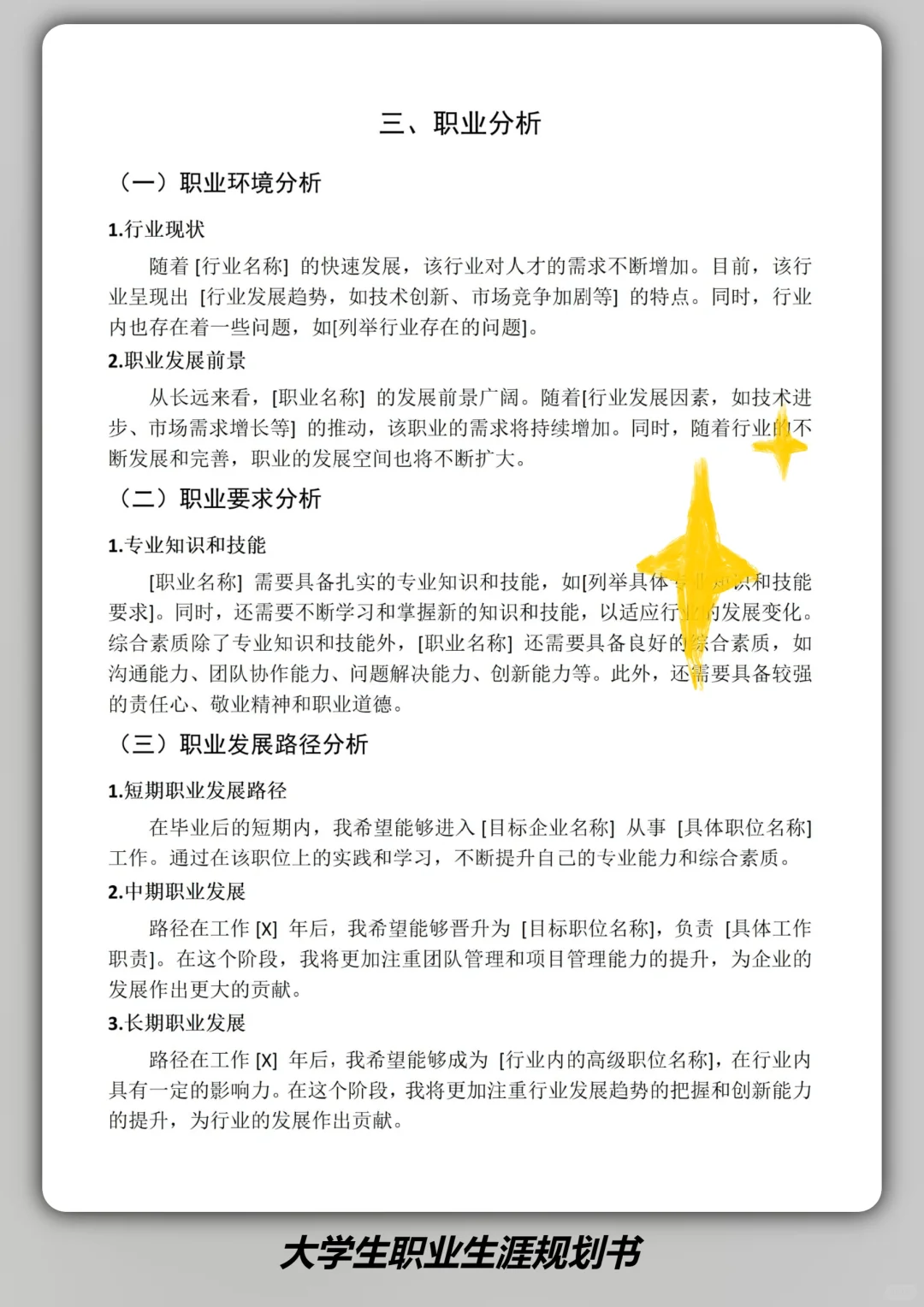 全国大学生职业生涯规划大赛，一等奖模版