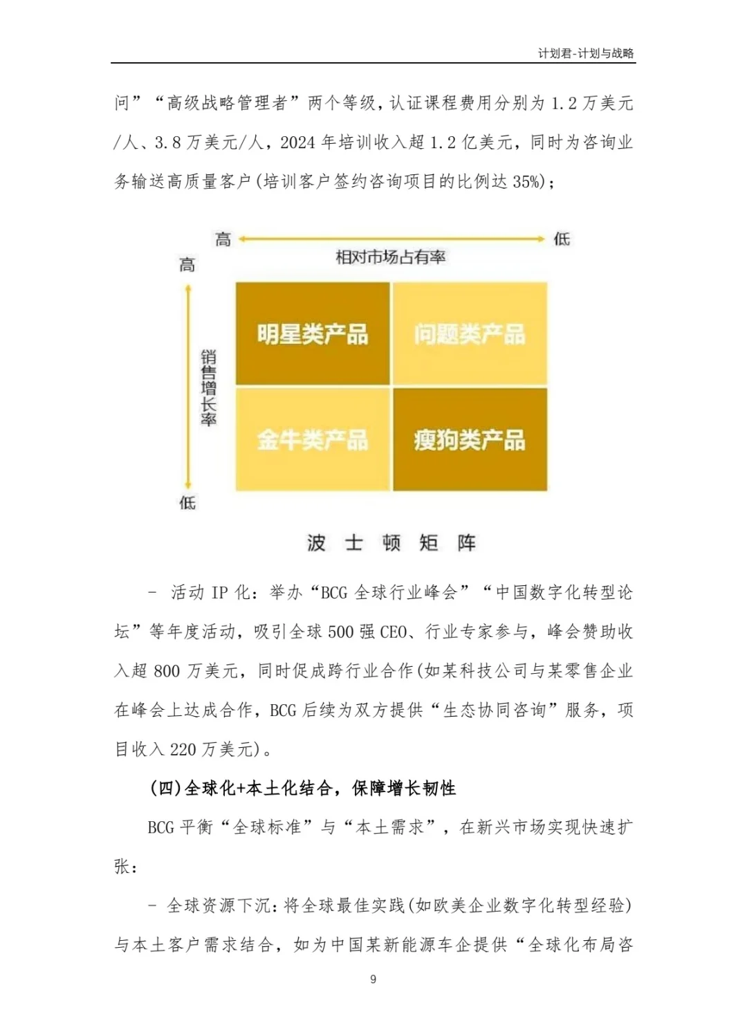 波士顿咨询（BCG）商业计划书