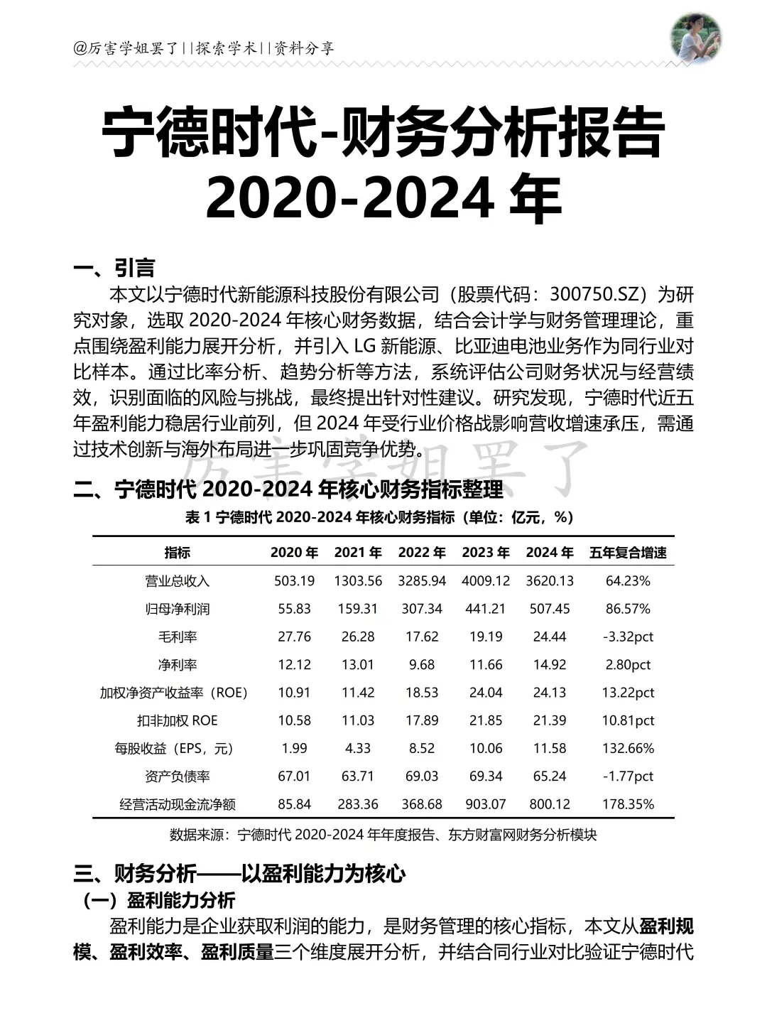 2020-2024年宁德时代财务分析报告参考😢