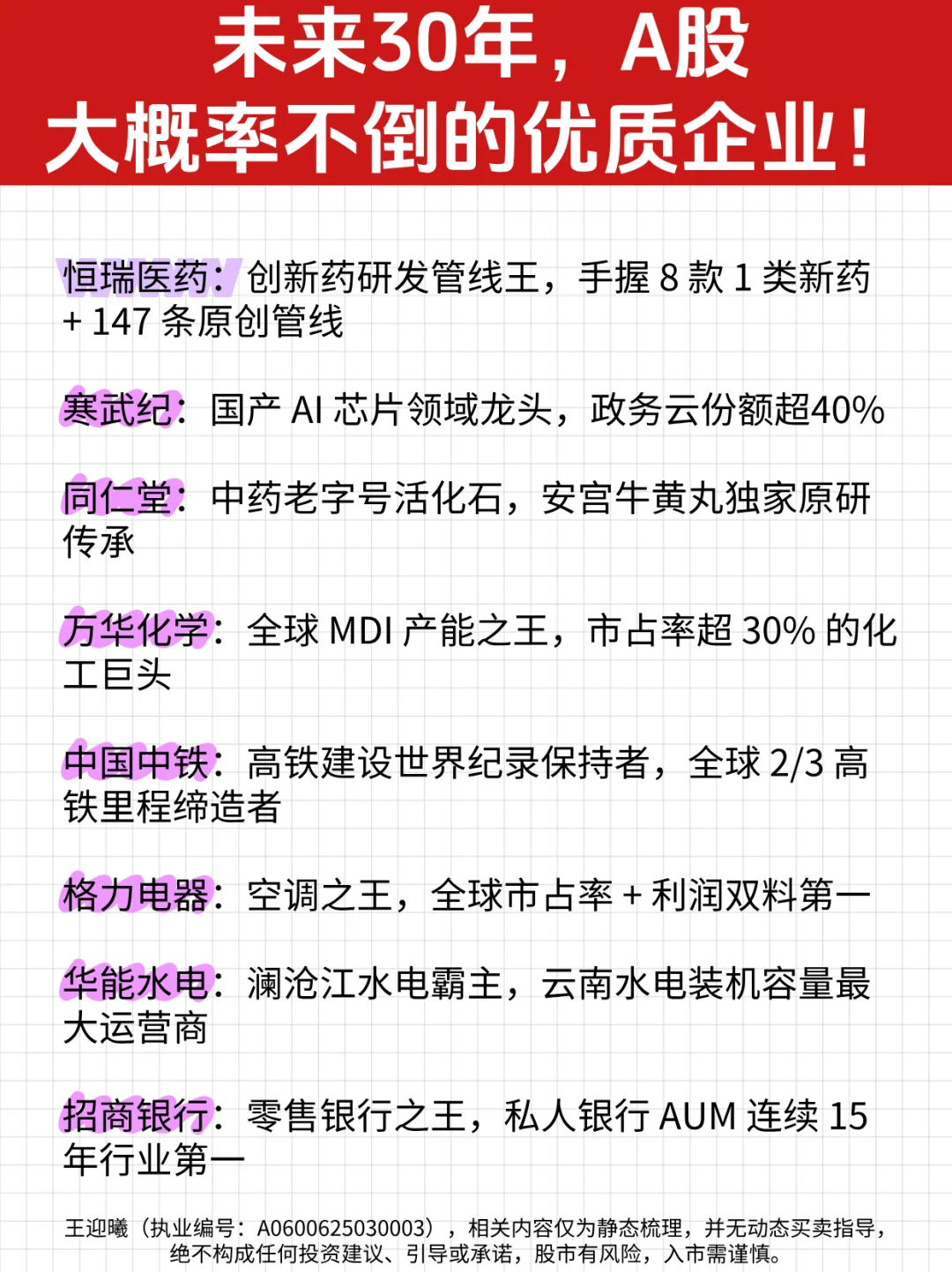 未来30年，A股大概率不倒的优质企业