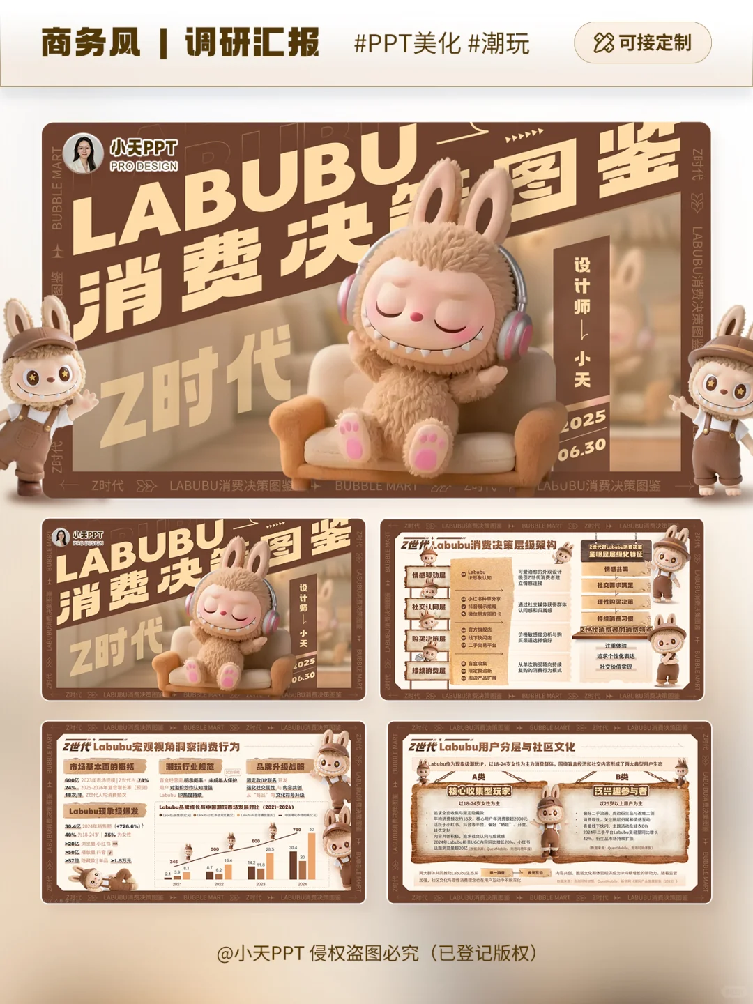 🔥 咖啡色Labubu竟在PPT里做市场调研？