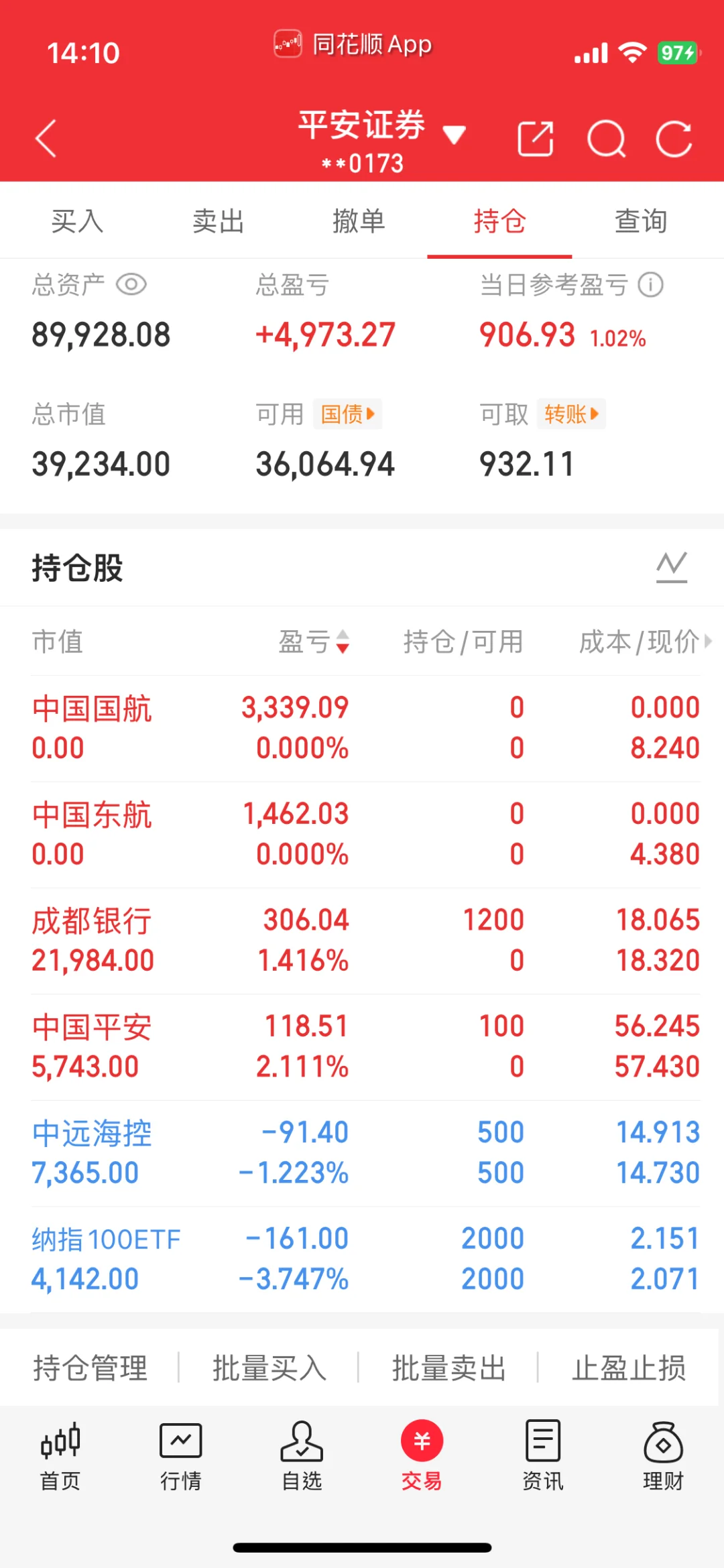 做t第75天,航空大涨,清仓换券商