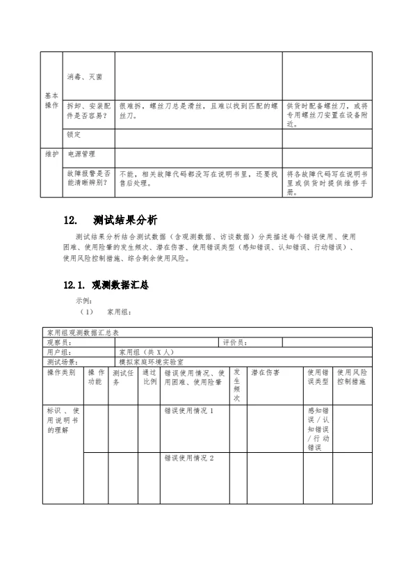 医疗器械可用性确认报告