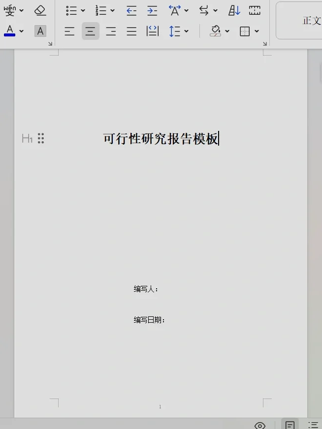 可行性研究报告的模板，需要的快来带走。