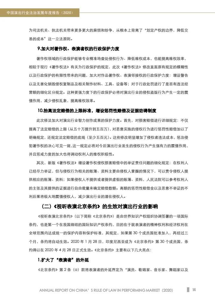 中国演出行业法治发展年度报告（2020）