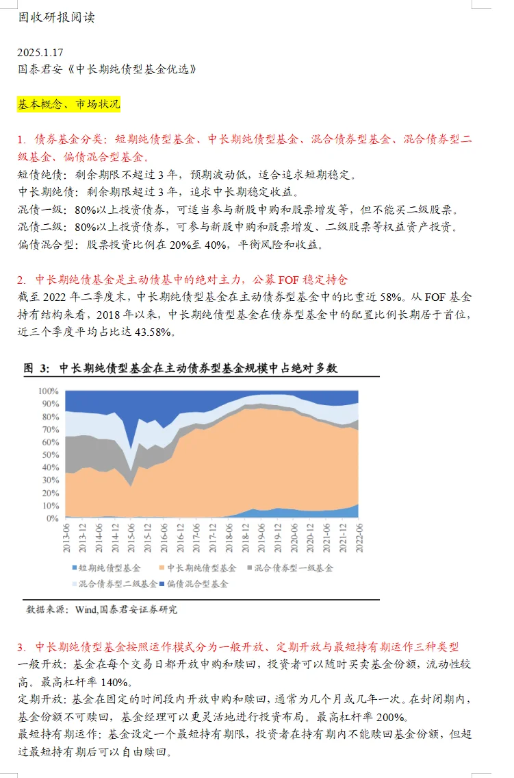 必读研报分享 | 中长期纯债型基金优选