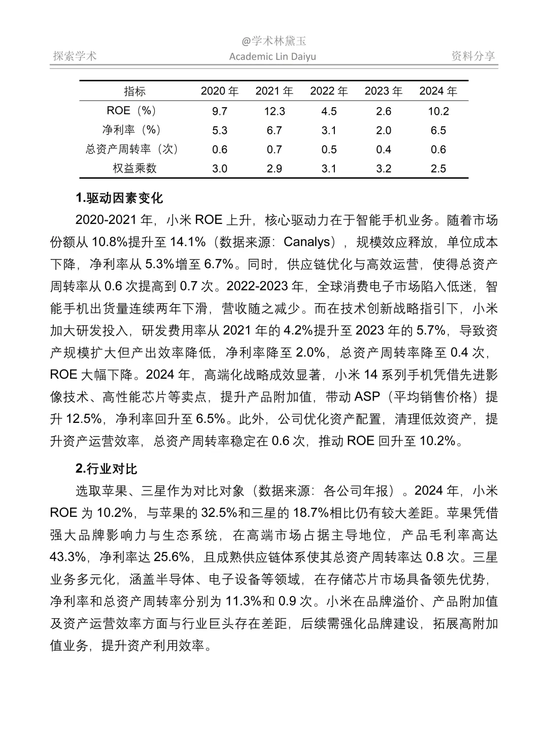 简单做个小米近5年财务分析报告~😆