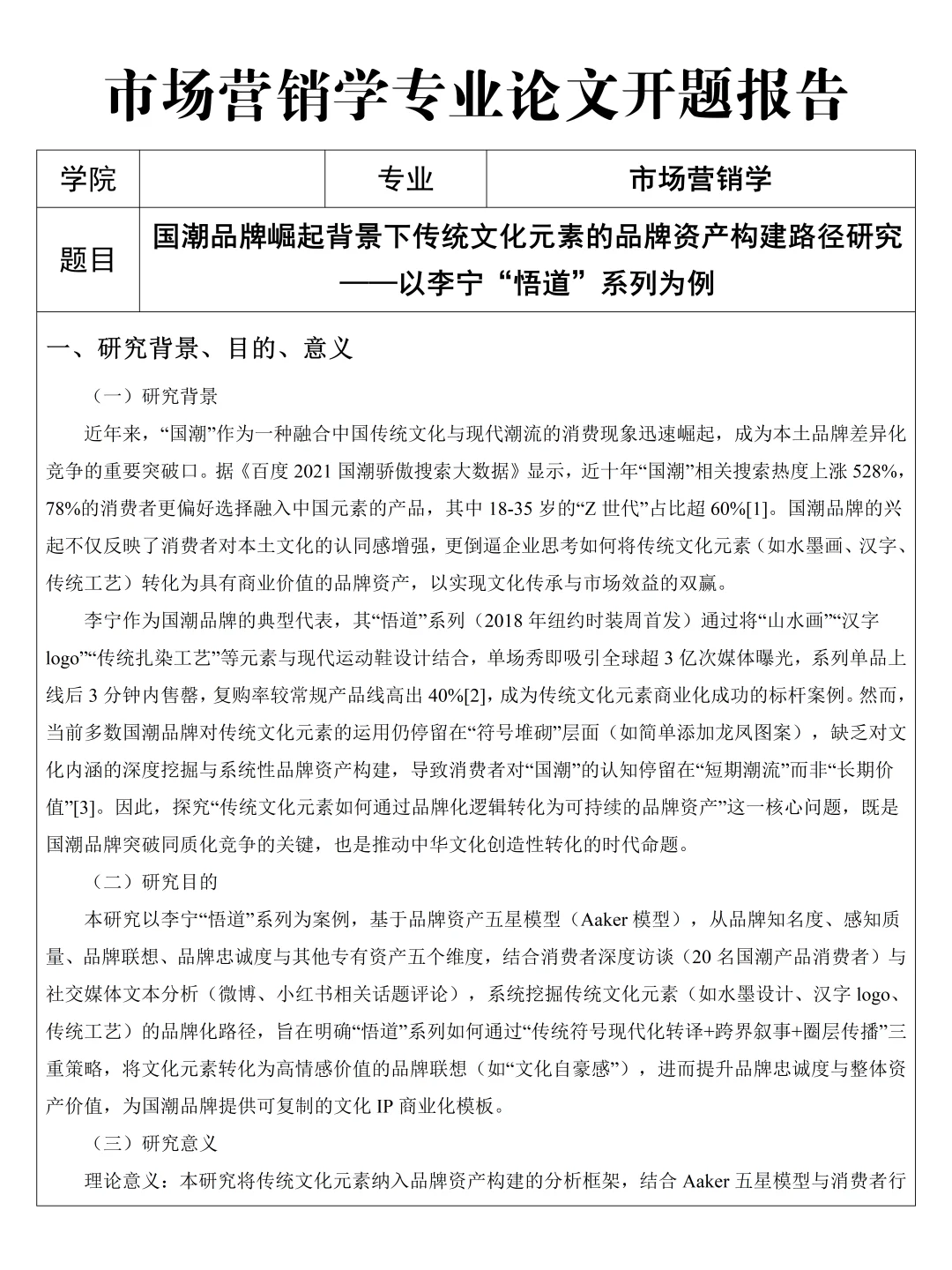 市场营销学专业开题报告这么写！一遍过
