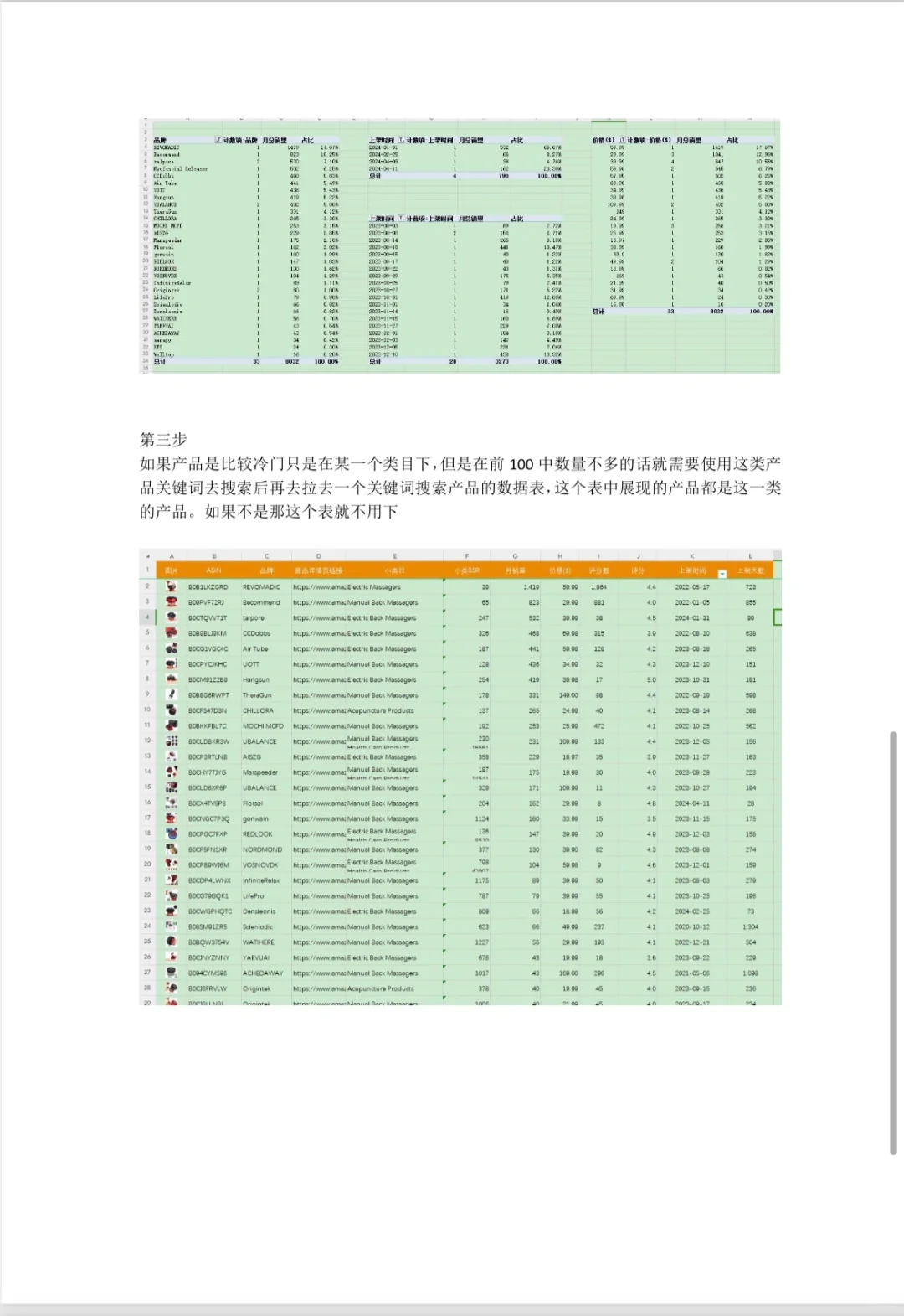 前期快速的市场调研表