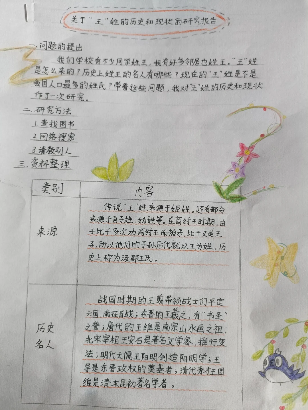 五年级下册关于汉字的研究性报告一