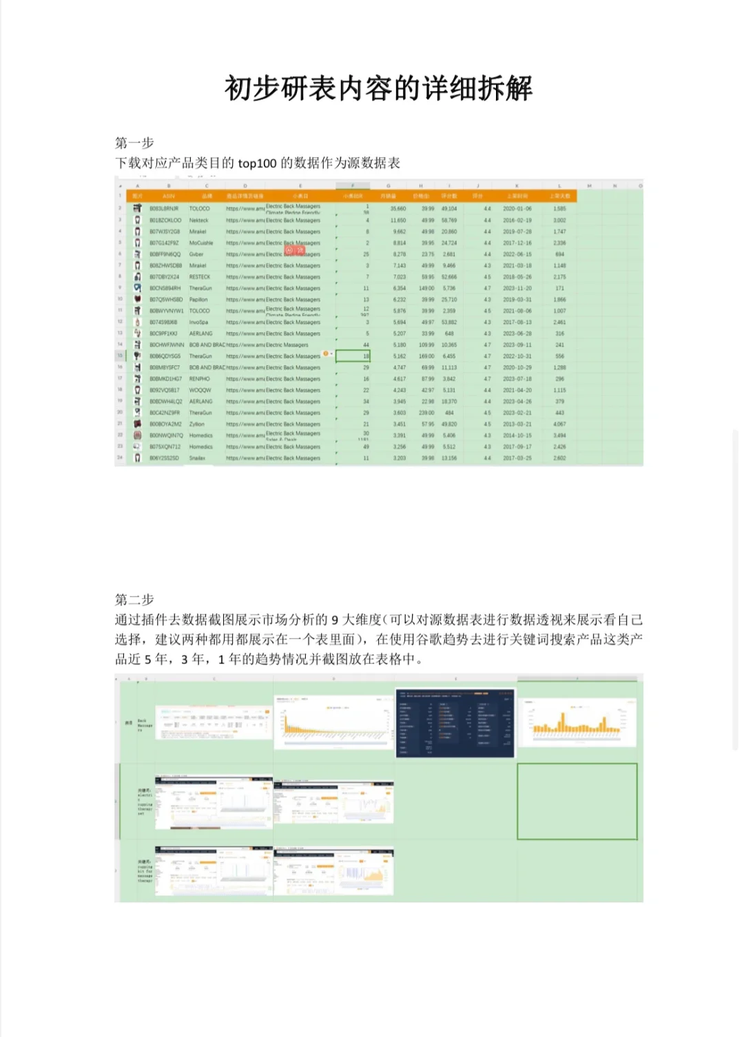 前期快速的市场调研表
