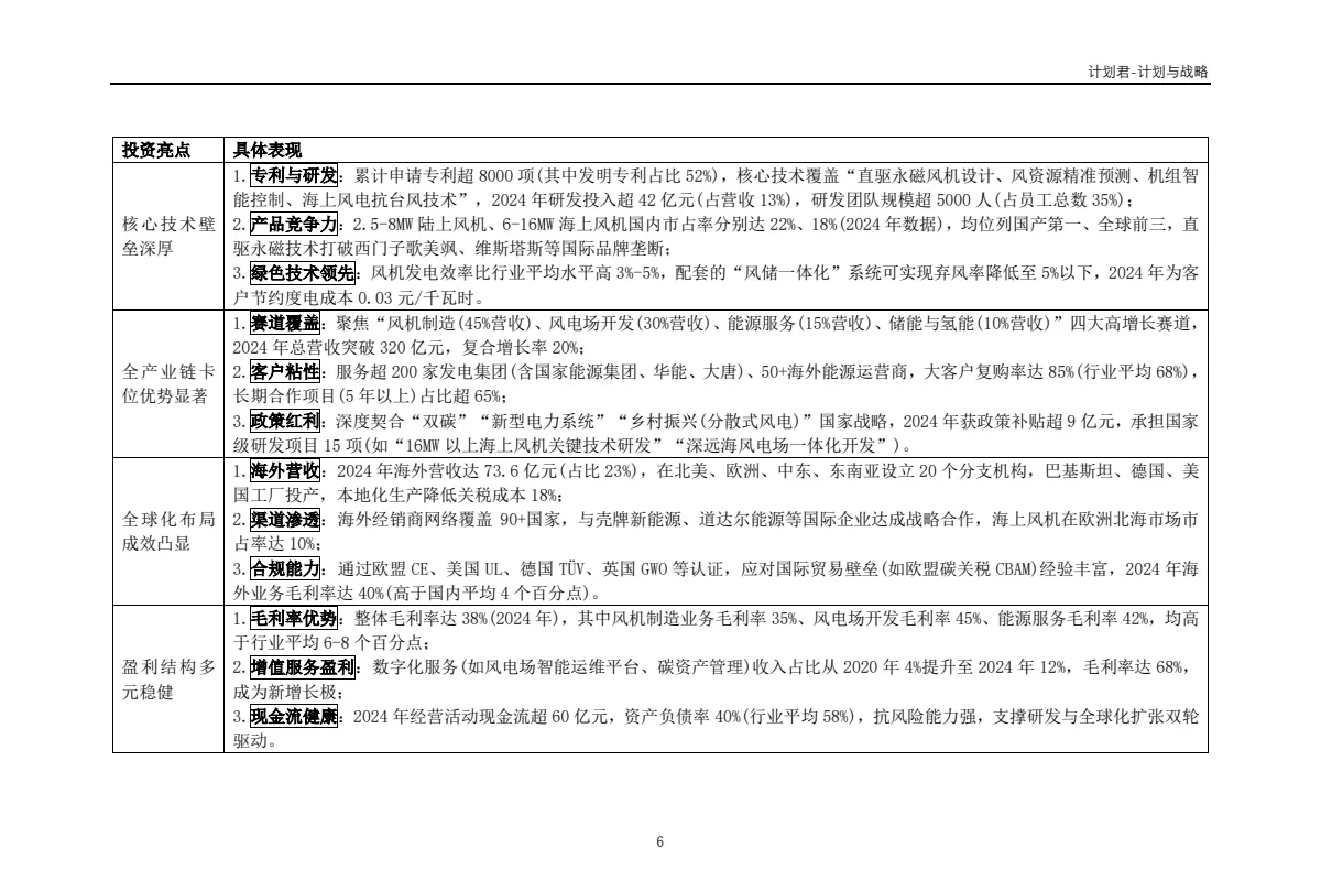 中国某风电龙头企业商业计划书