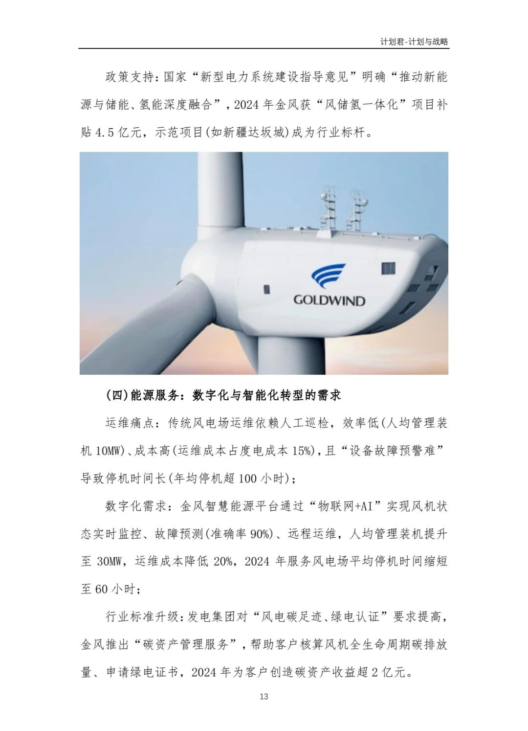 中国某风电龙头企业商业计划书