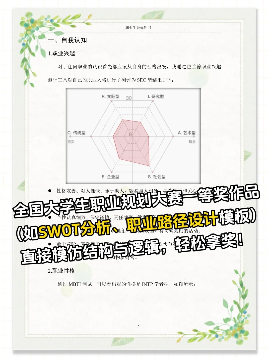 🔥大学生必囤!职业生涯规划大赛全套模板