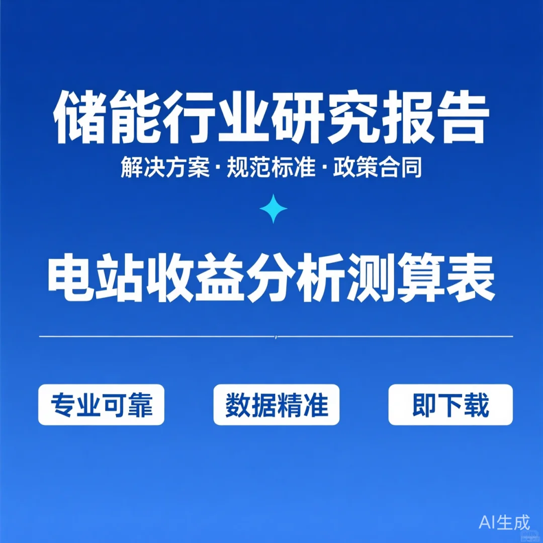 储能行业报告:政策·电站收益分析·测算表