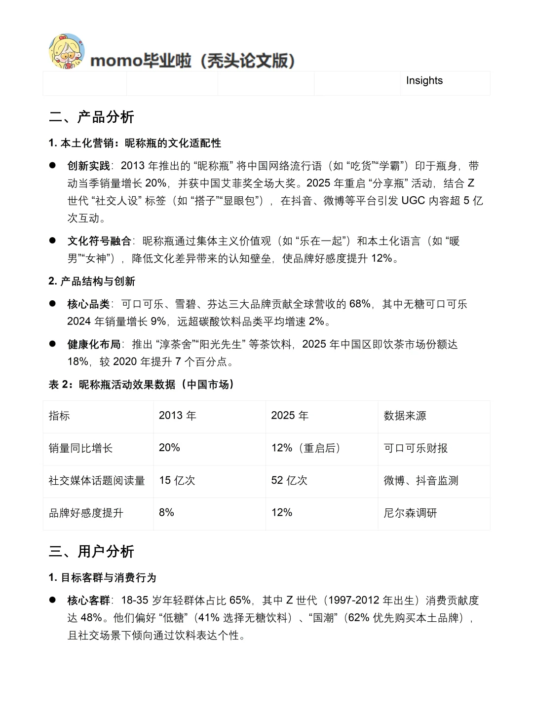 可口可乐市场调研报告！不会写就直接套进去