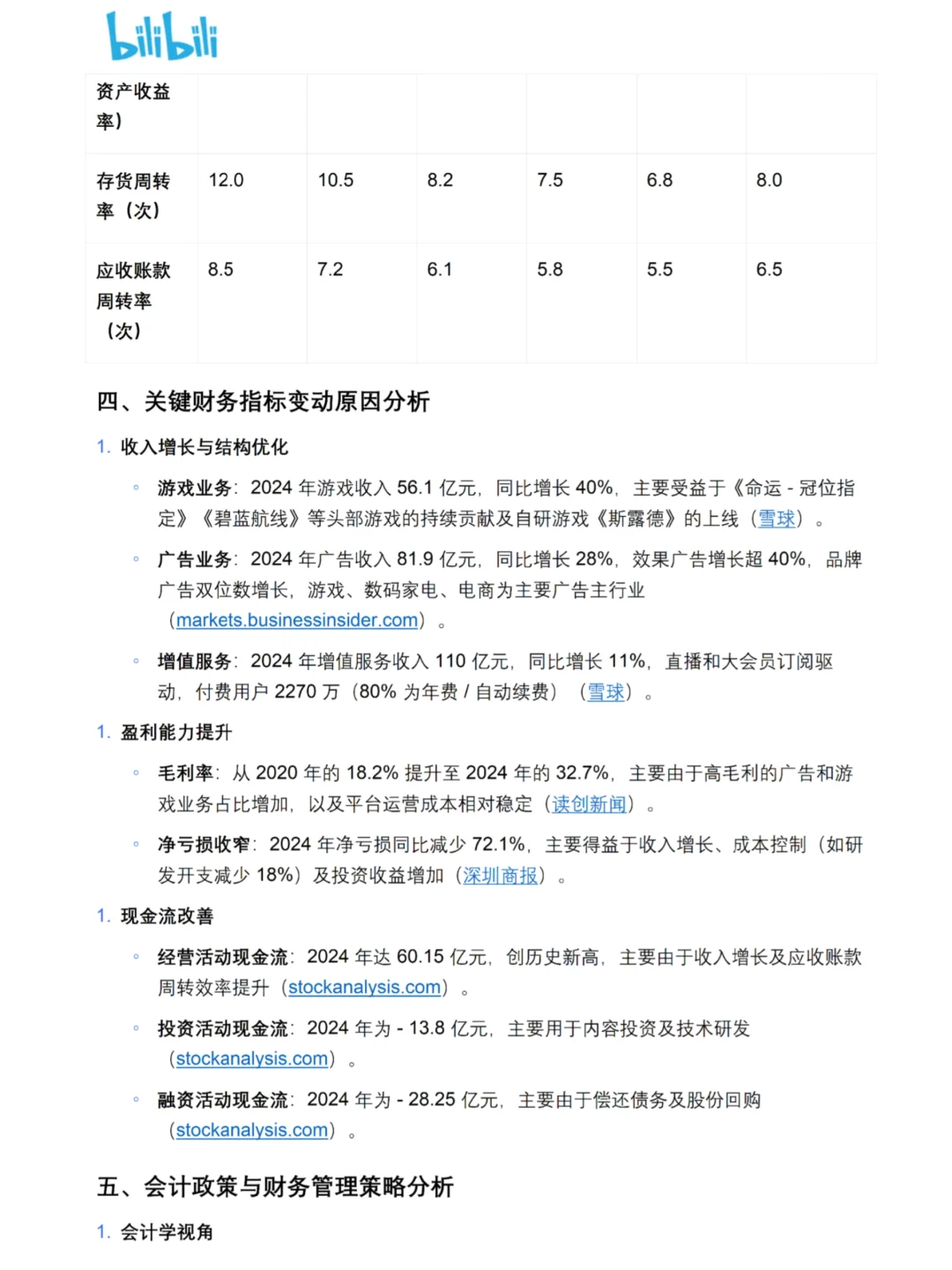 B站财务报告分析真的很好写啊啊啊啊!
