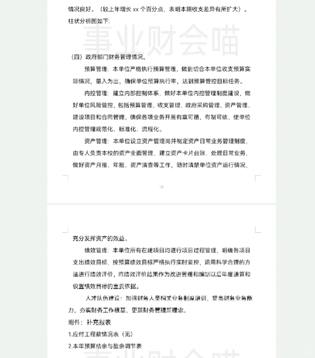 政府财务报告,照着这样写