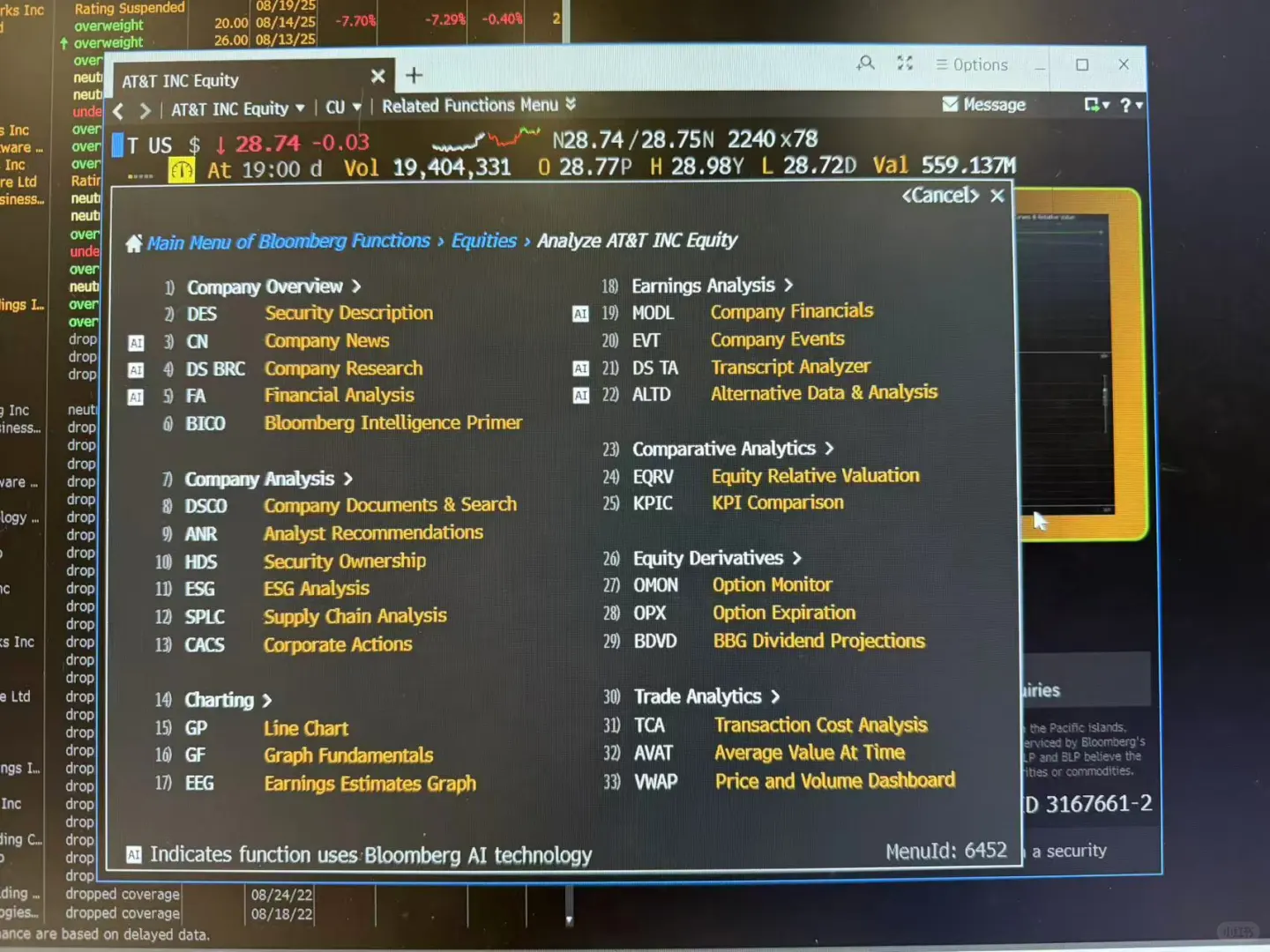 Bloomberg查看公司财报