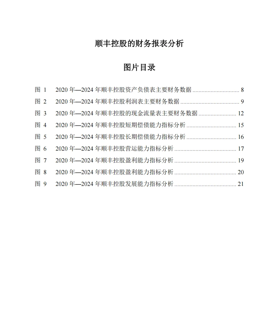 顺丰速递2020年-2024年财务报表分析