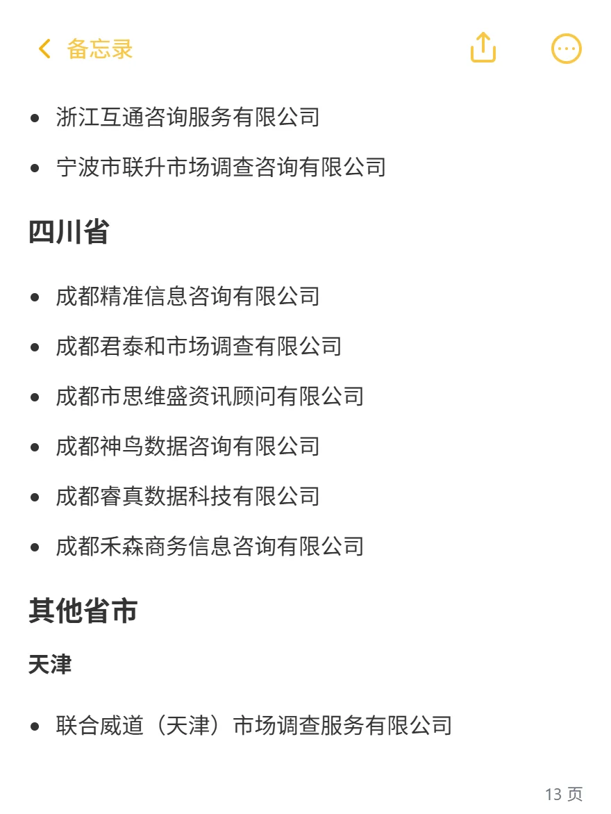 全国市场与用户研究供应商名录-按地区速查