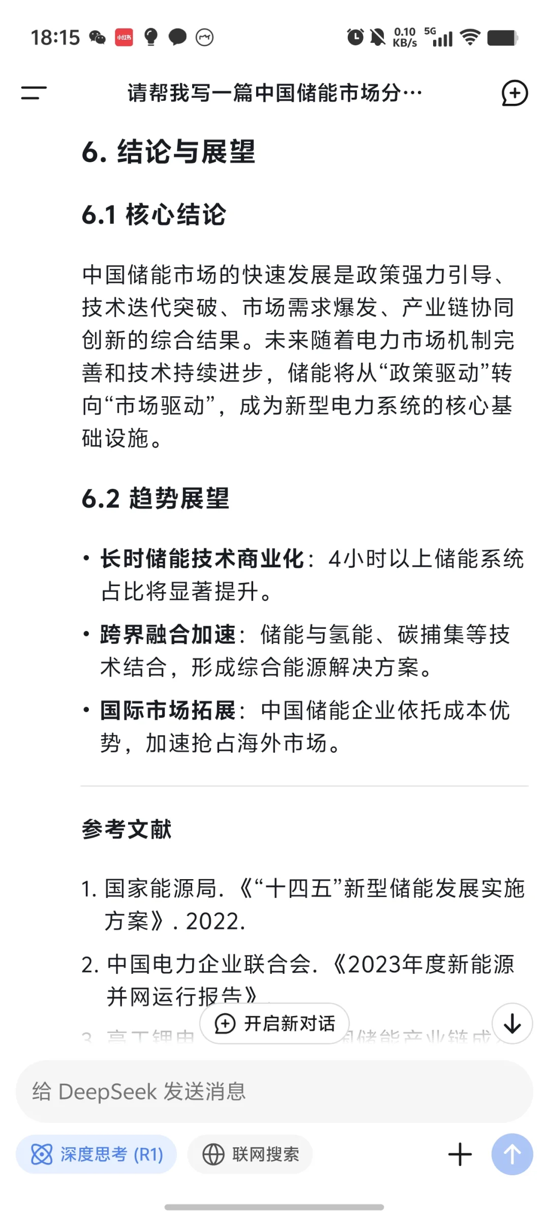用DeepSeek写了一篇储能市场分析报告