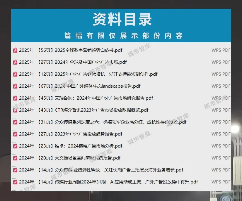 户外广告行业报告2025市场发展前景与调研