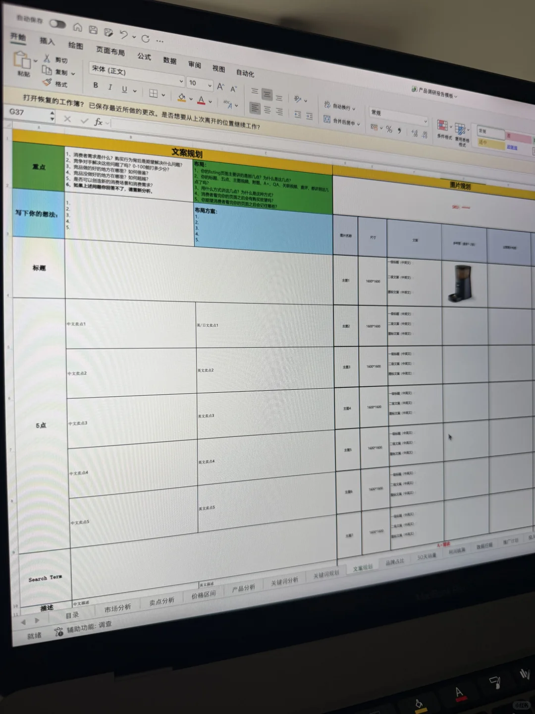 偷拍老板的亚马逊市场调研模版，快看一会删…