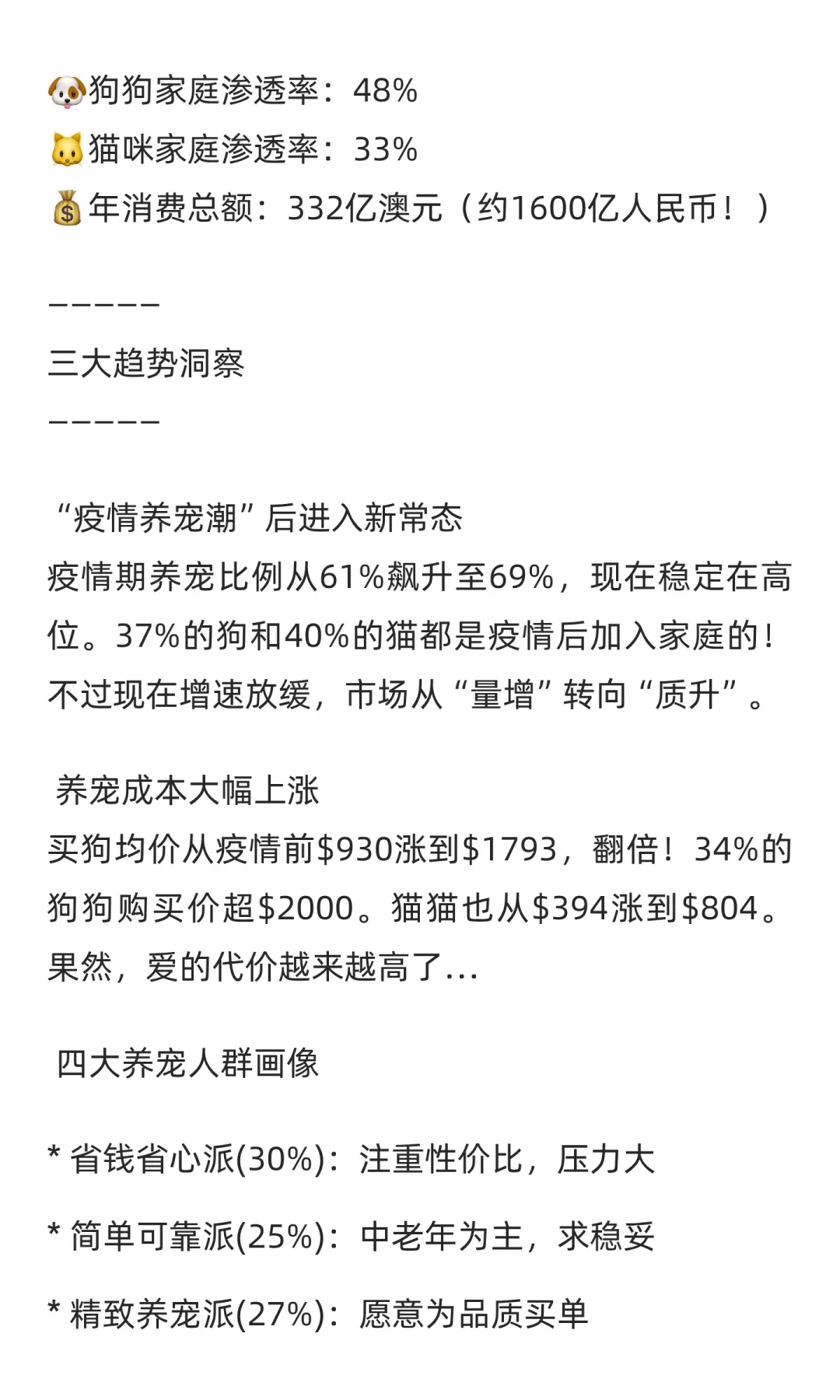 澳洲宠物市场呈现出的“精致化”趋势