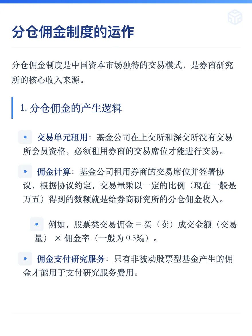 券商研究所分仓佣金制度的运作