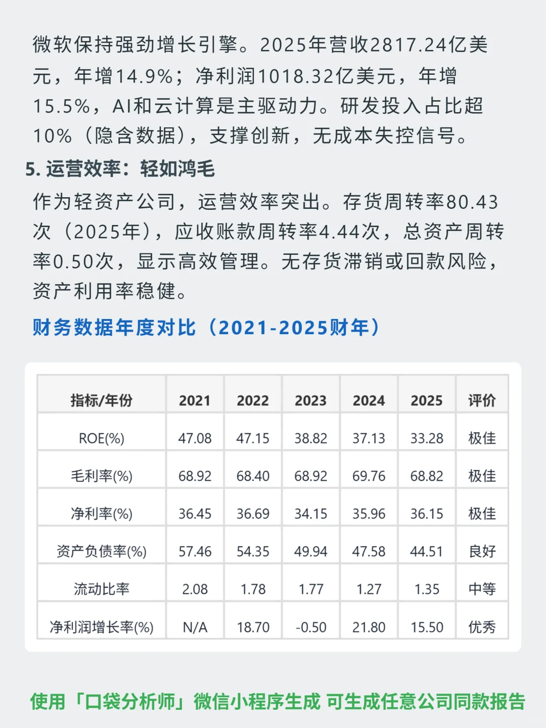 微软 4000 字深度研报
