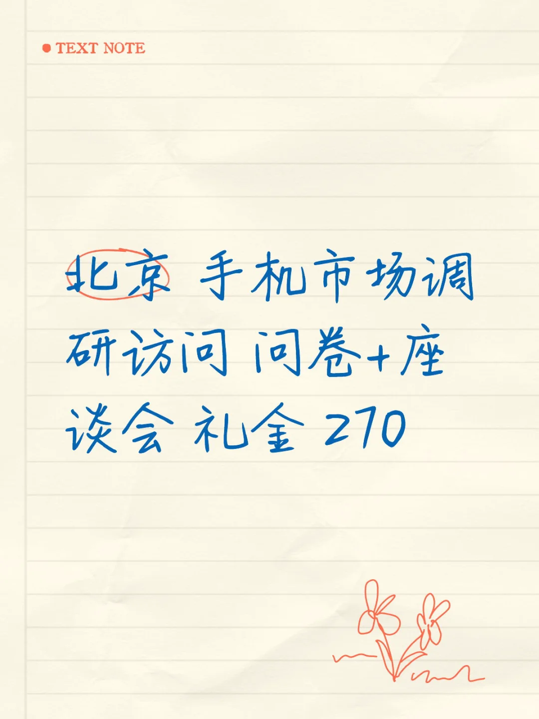 北京 手机市场调研访问 问卷+座谈会