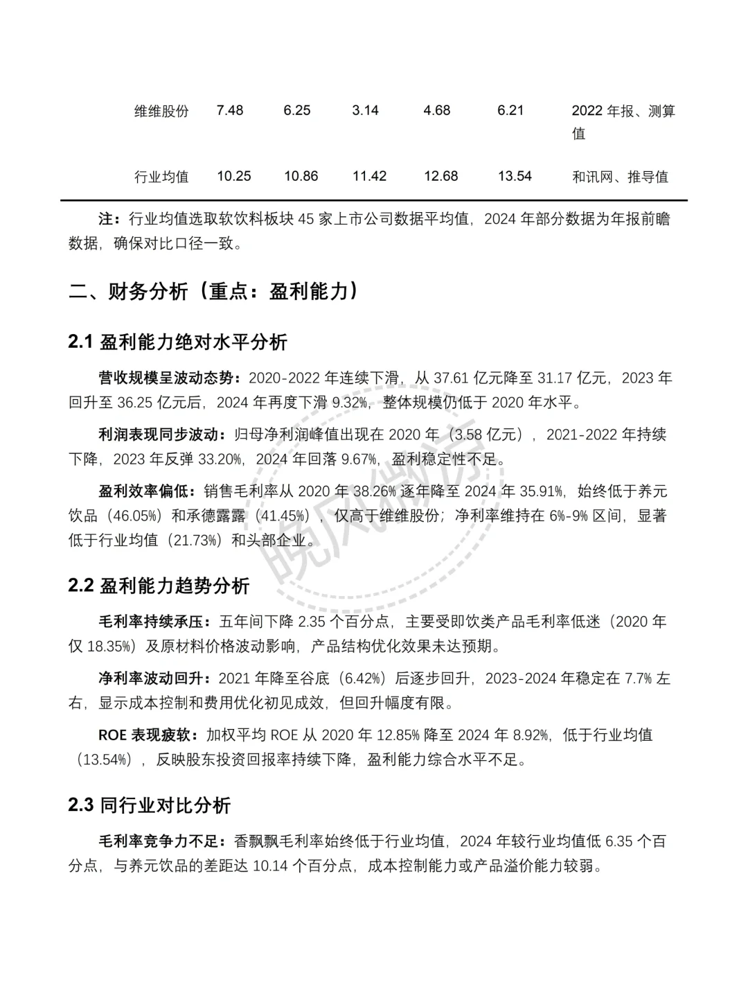 香飘飘 2020-2024 年财务分析报告✅✅