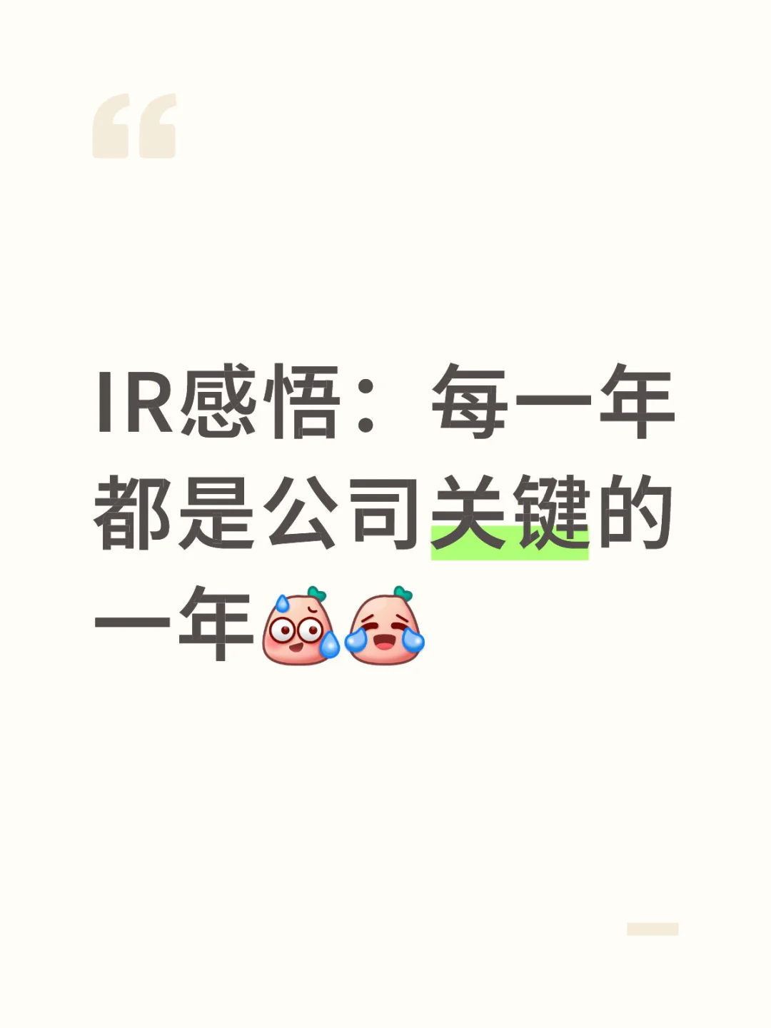 IR感悟：每一年都是公司关键的一年