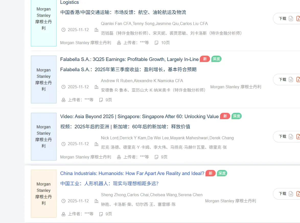 研报网最新更新今日外文研报