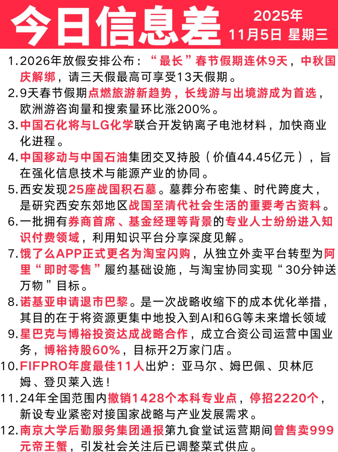 今日信息差｜11 🈷️ 5 日